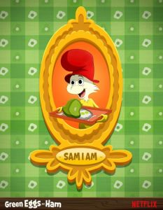 Зелёные яйца с ветчиной